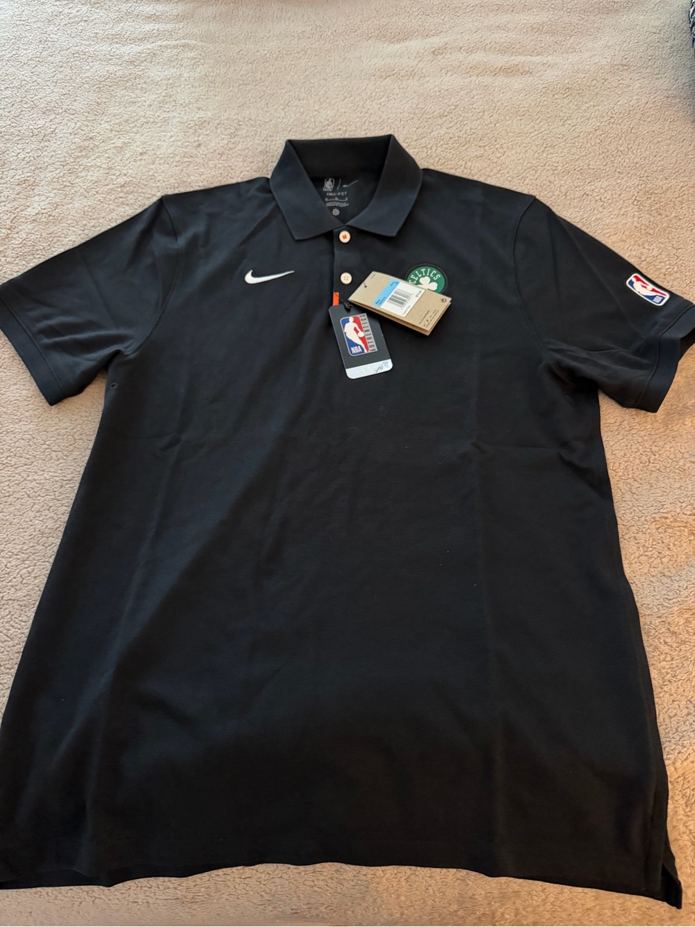 Nike Black Men's Polo with Celtics Crest and NBA Sleeve Patch